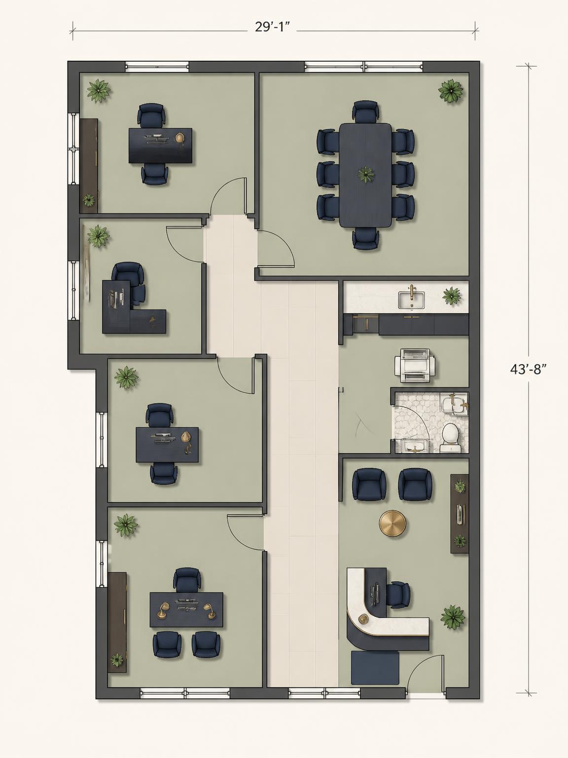 Imagined floor plan — Professional office suite at 221 Ruthers Rd, Unit 201