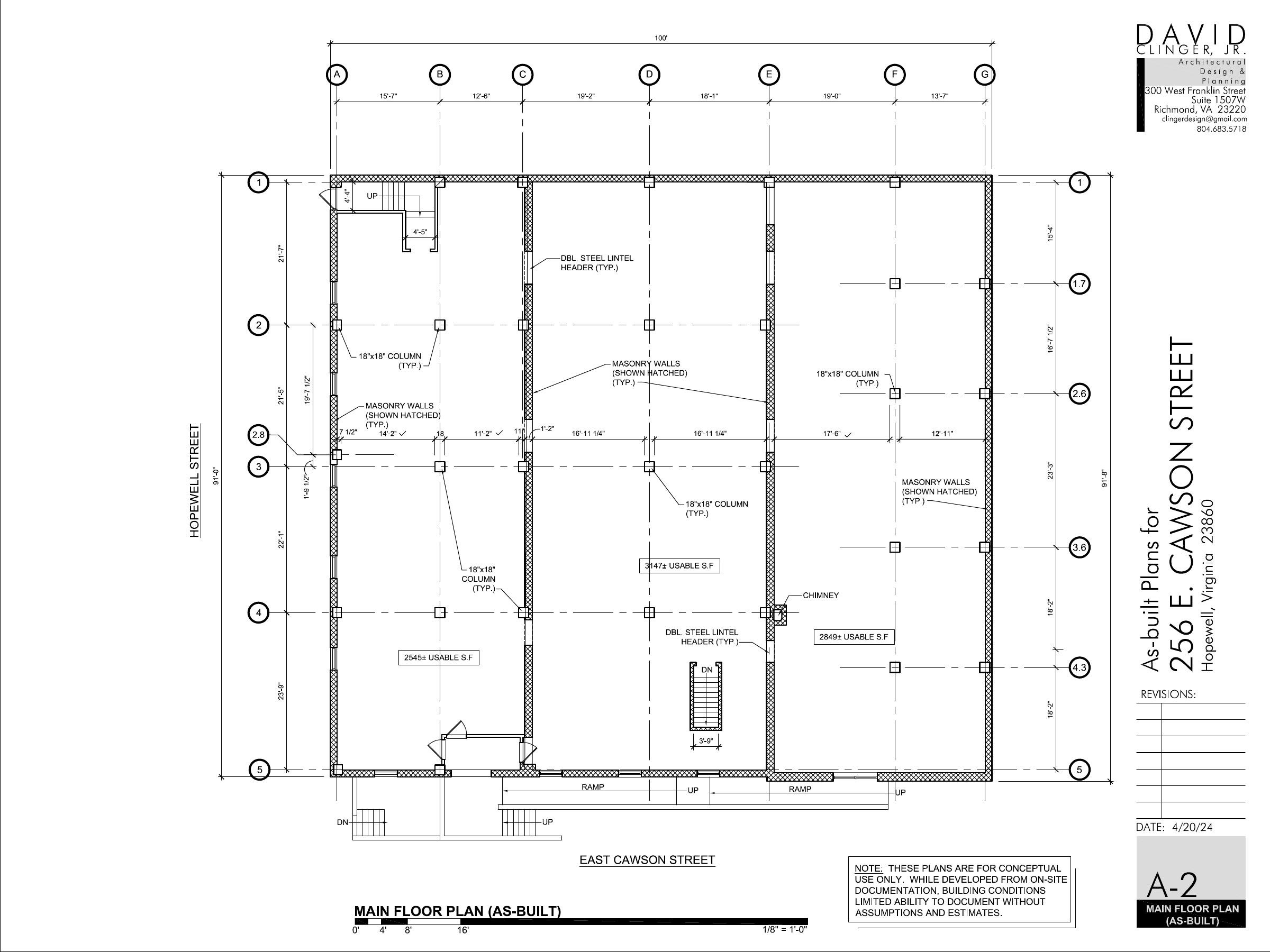 As-built floor plan sheet 1 — 256 E. Cawson St